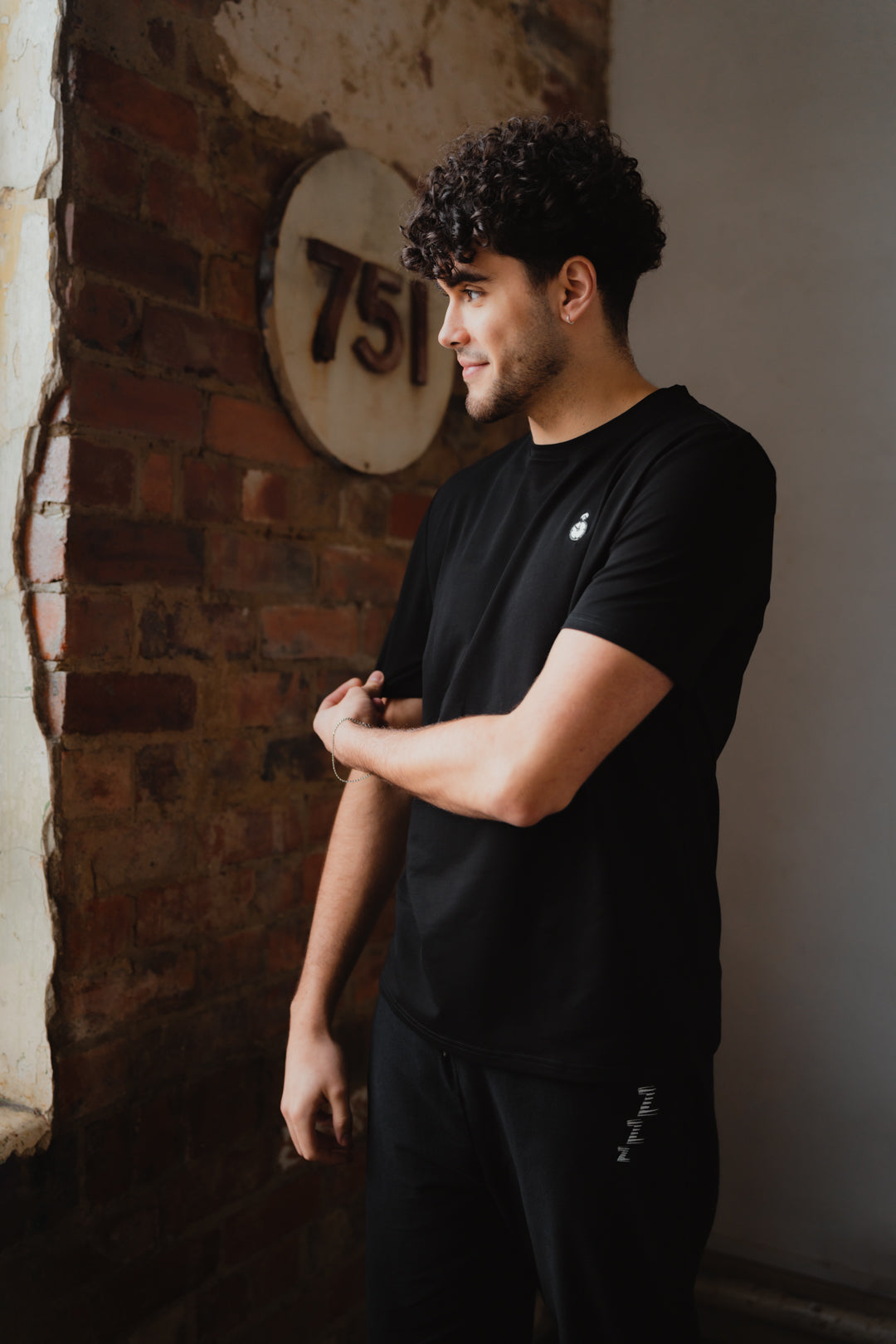 Jet Black Short Sleeved Top with Long Flannel Bottoms Sleepwear